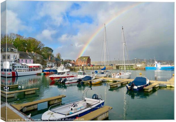 Rainbow over Padstow Harbour  Canvas Print by Beryl Curran
