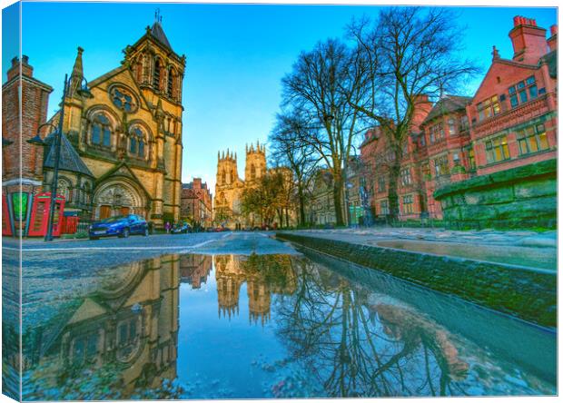 York Minster Reflection  Canvas Print by Alison Chambers