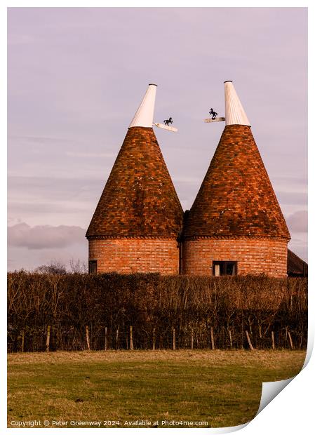 Traditional Oast Houses In Kent Print by Peter Greenway