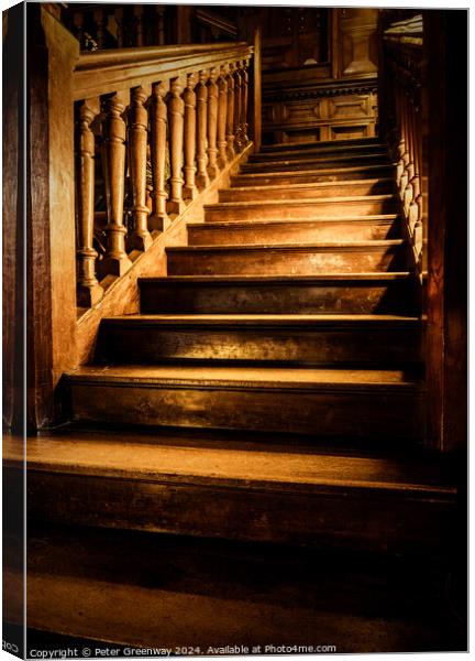 Historical Wooden Staircase Canvas Print by Peter Greenway