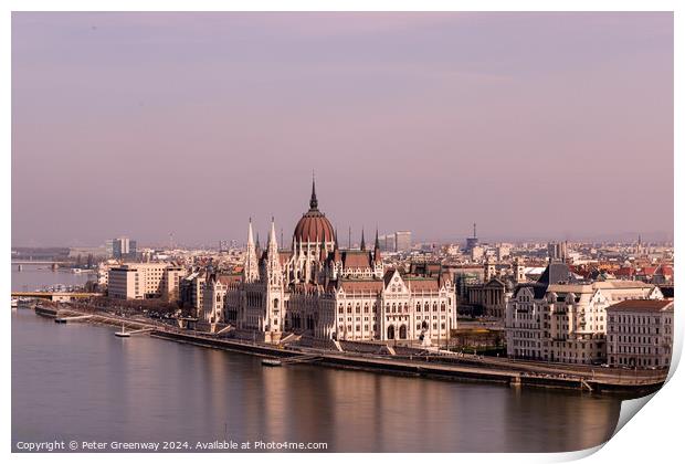 View across the river Danube from The Palace on Castle Hill in B Print by Peter Greenway