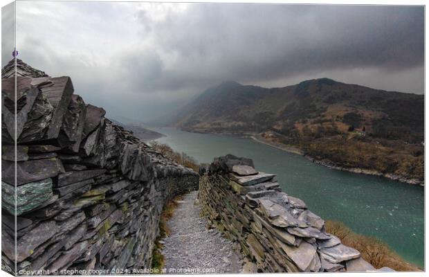 path leading down from Dinorwic slate mine Canvas Print by stephen cooper