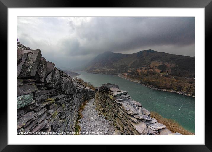path leading down from Dinorwic slate mine Framed Mounted Print by stephen cooper
