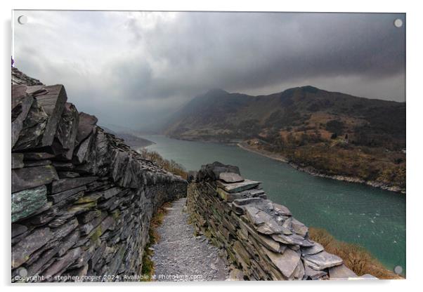 path leading down from Dinorwic slate mine Acrylic by stephen cooper