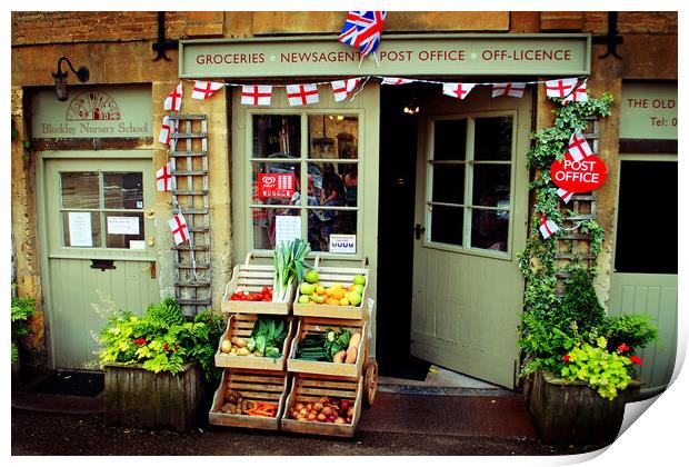 Blockley Village Shop Cotswolds Gloucestershire Print by Andy Evans Photos