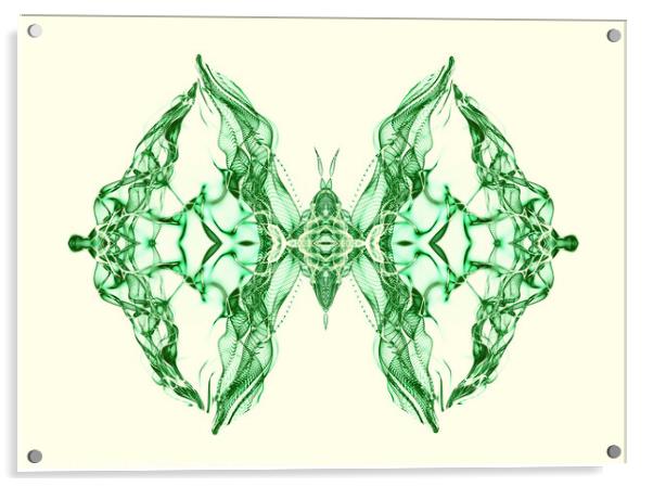 Butterfly Series: Emerald Green Symmetrical Butterfly Acrylic by FocusArt Flow