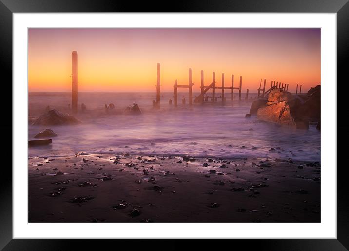 Sunrise at Happisburgh in Norfolk Framed Mounted Print by Stephen Mole