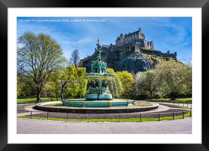 Ross Fountain and Edinburgh Castle in spring Framed Mounted Print by Angus McComiskey