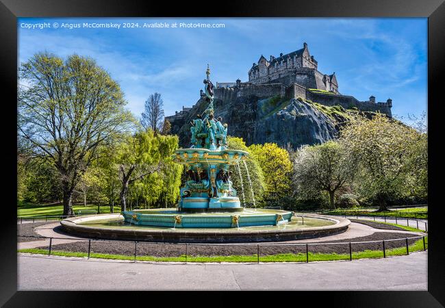 Ross Fountain and Edinburgh Castle in spring Framed Print by Angus McComiskey