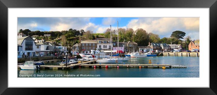 A panoramic view of Padstow Harbour  Framed Mounted Print by Beryl Curran