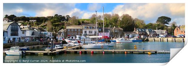 A panoramic view of Padstow Harbour  Print by Beryl Curran