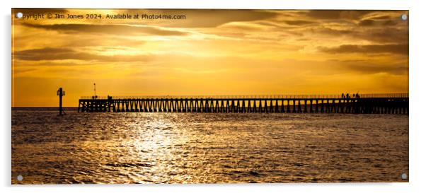 December sunrise over the Old Wooden Pier - Panora Acrylic by Jim Jones