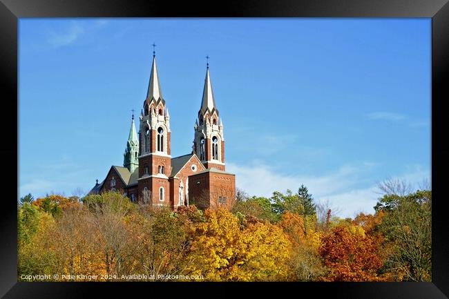 Church high on a hill three towers Framed Print by Pete Klinger