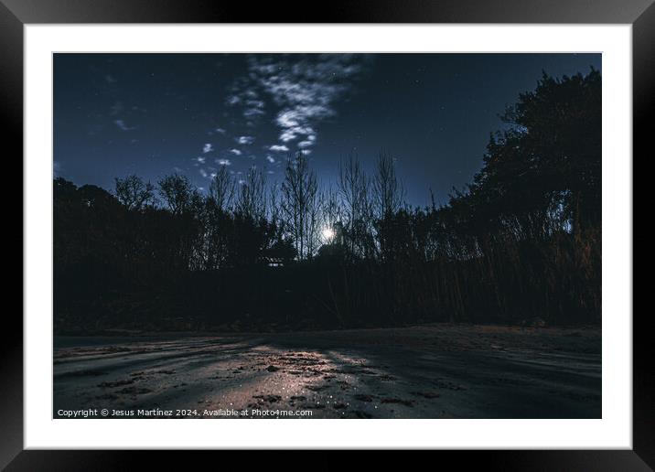 Moonlight on the beach Framed Mounted Print by Jesus Martínez