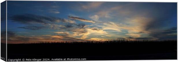Rural panorama cornfield sunset and clouds Canvas Print by Pete Klinger