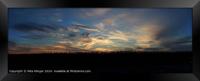 Rural panorama cornfield sunset and clouds Framed Print by Pete Klinger