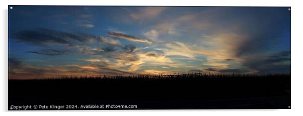 Rural panorama cornfield sunset and clouds Acrylic by Pete Klinger