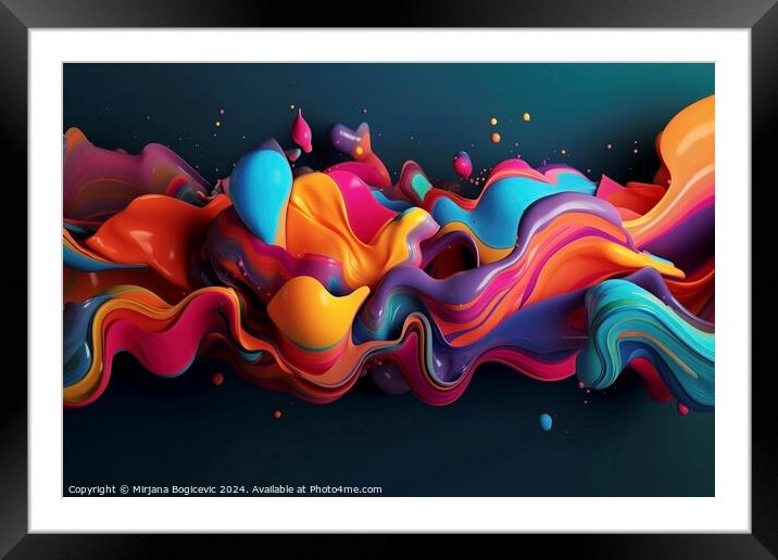 3d liquid colorful background, created with generative AI Framed Mounted Print by Mirjana Bogicevic