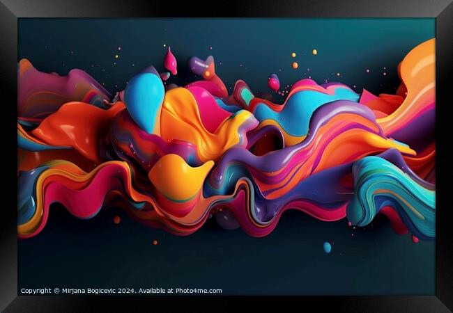 3d liquid colorful background, created with generative AI Framed Print by Mirjana Bogicevic