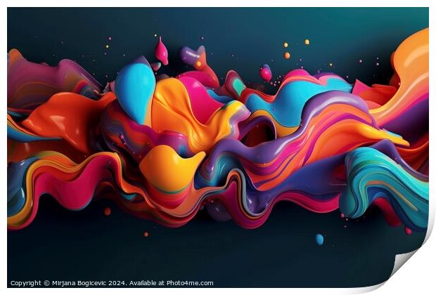 3d liquid colorful background, created with generative AI Print by Mirjana Bogicevic