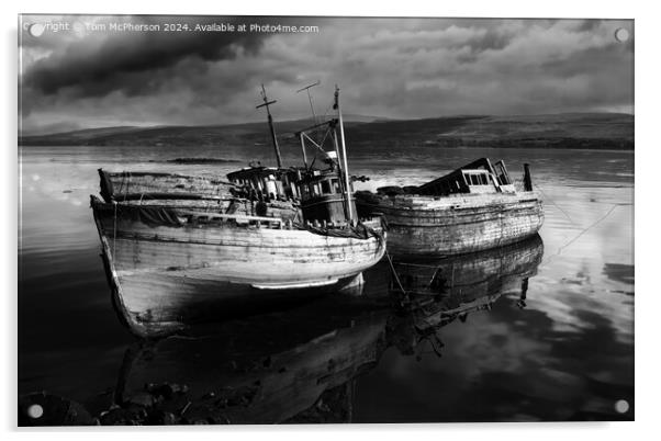 Derelict boats on Mull Acrylic by Tom McPherson