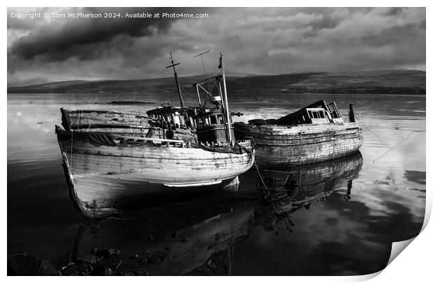 Derelict boats on Mull Print by Tom McPherson