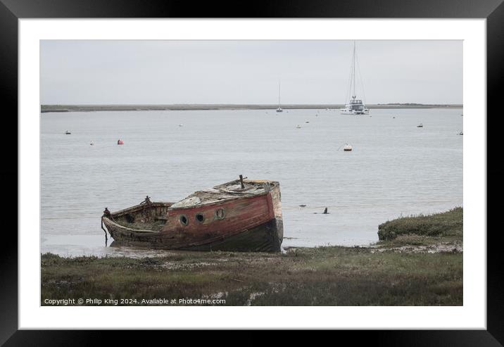 Old Boat at Orford, Suffolk Framed Mounted Print by Philip King