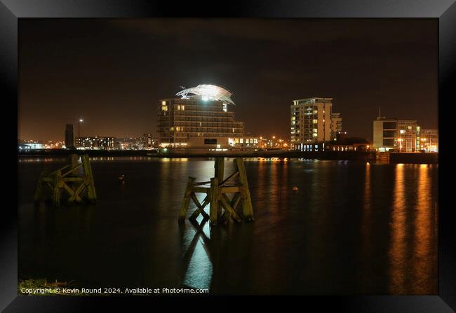 Cardiff bay at night Framed Print by Kevin Round