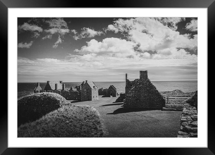 Dunnottar Castle near Stonehaven Mono Framed Mounted Print by DAVID FRANCIS