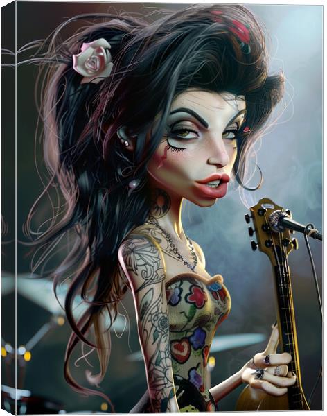 Amy Winehouse Caricature Canvas Print by Steve Smith
