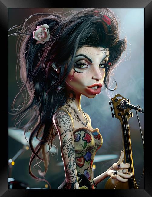 Amy Winehouse Caricature Framed Print by Steve Smith