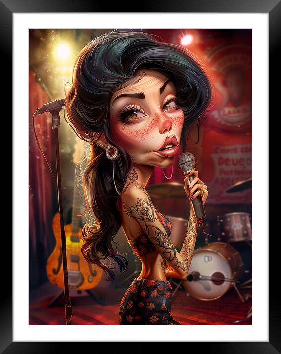 Amy Winehouse Caricature Framed Mounted Print by Steve Smith