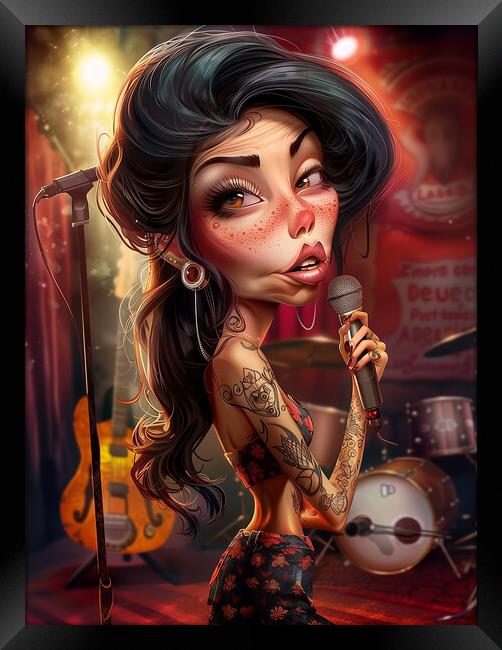 Amy Winehouse Caricature Framed Print by Steve Smith