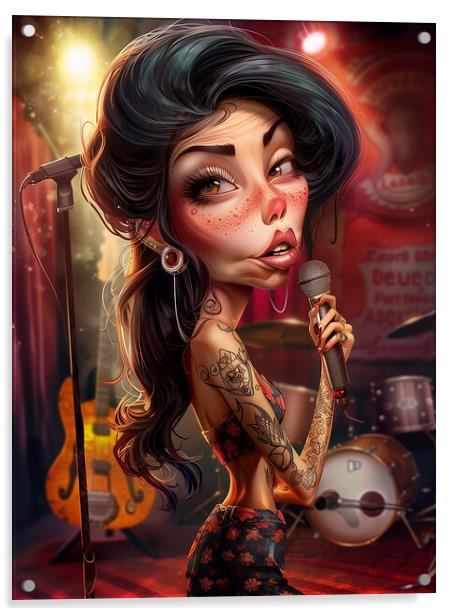 Amy Winehouse Caricature Acrylic by Steve Smith