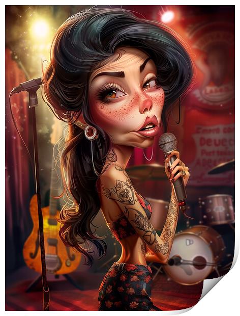 Amy Winehouse Caricature Print by Steve Smith