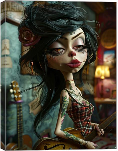 Amy Winehouse Caricature Canvas Print by Steve Smith