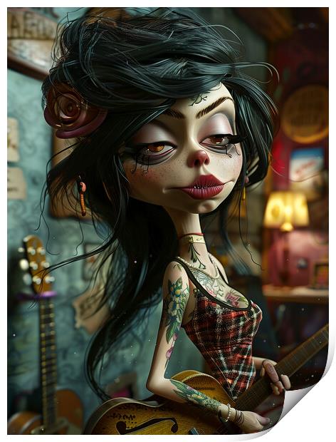 Amy Winehouse Caricature Print by Steve Smith