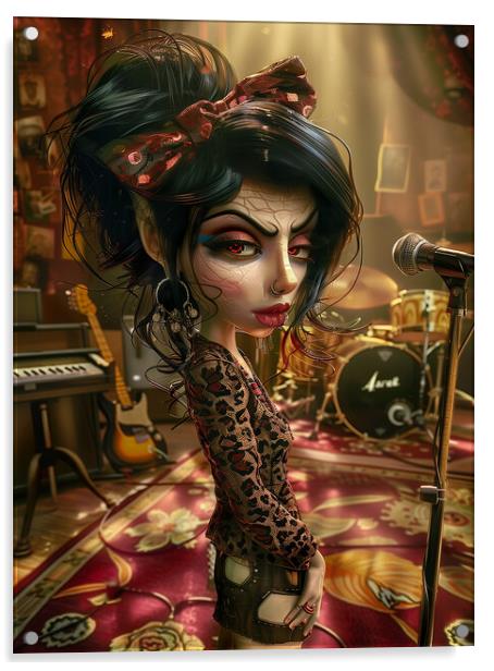 Amy Winehouse Caricature Acrylic by Steve Smith