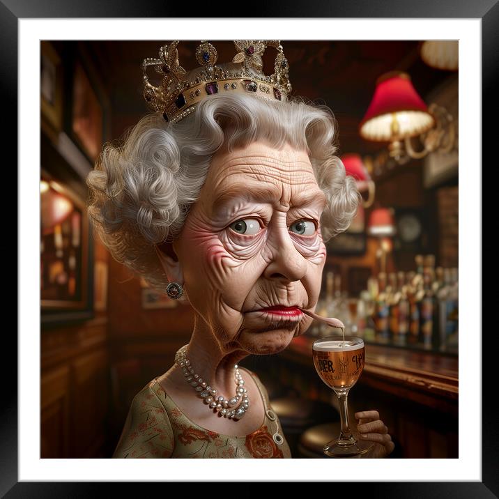 Queen Elizabeth II Caricature Framed Mounted Print by Steve Smith