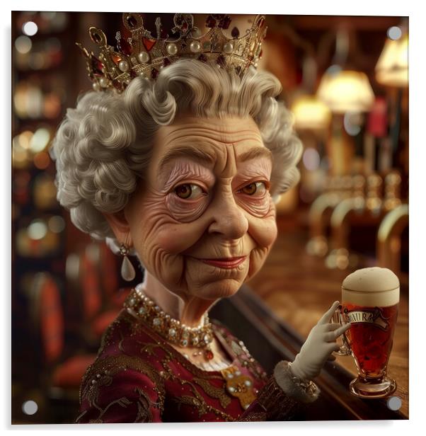 Queen Elizabeth II Caricature Acrylic by Steve Smith