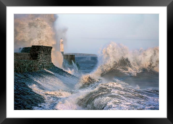 Storm Kathleen at Porthcawl Framed Mounted Print by Leighton Collins