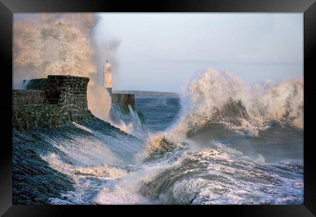 Storm Kathleen at Porthcawl Framed Print by Leighton Collins