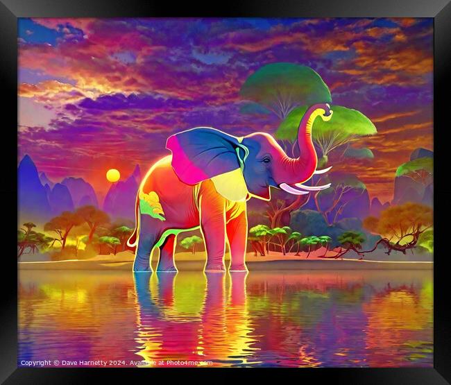 Elephant on the Water 2. Framed Print by Dave Harnetty