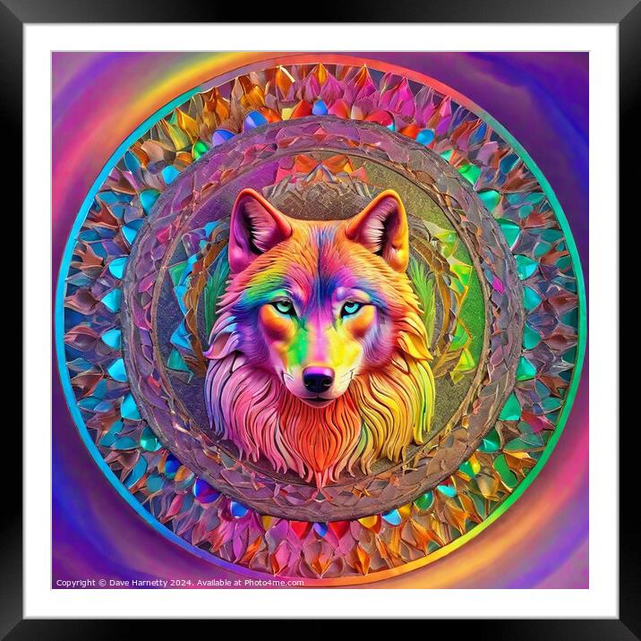 Wolf Mandala Framed Mounted Print by Dave Harnetty