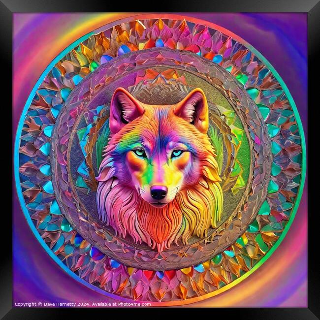 Wolf Mandala Framed Print by Dave Harnetty