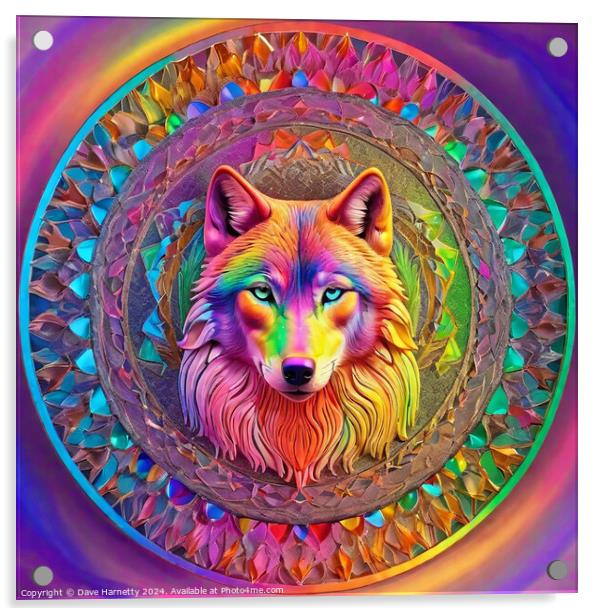 Wolf Mandala Acrylic by Dave Harnetty
