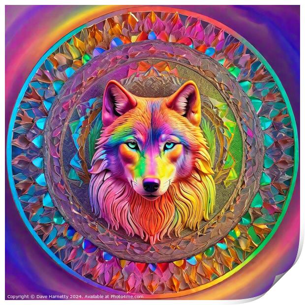 Wolf Mandala Print by Dave Harnetty