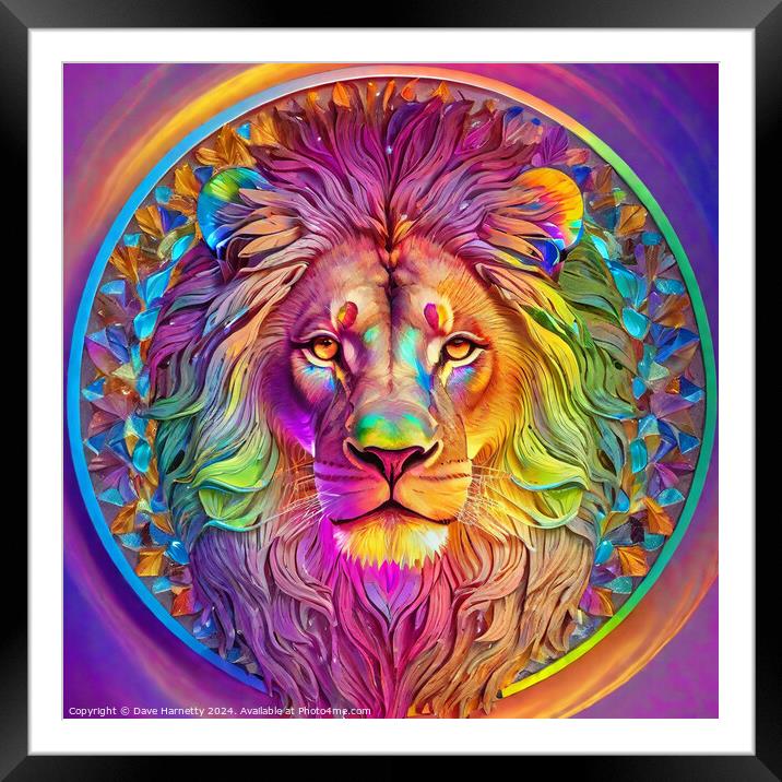 Lion Mandala Framed Mounted Print by Dave Harnetty