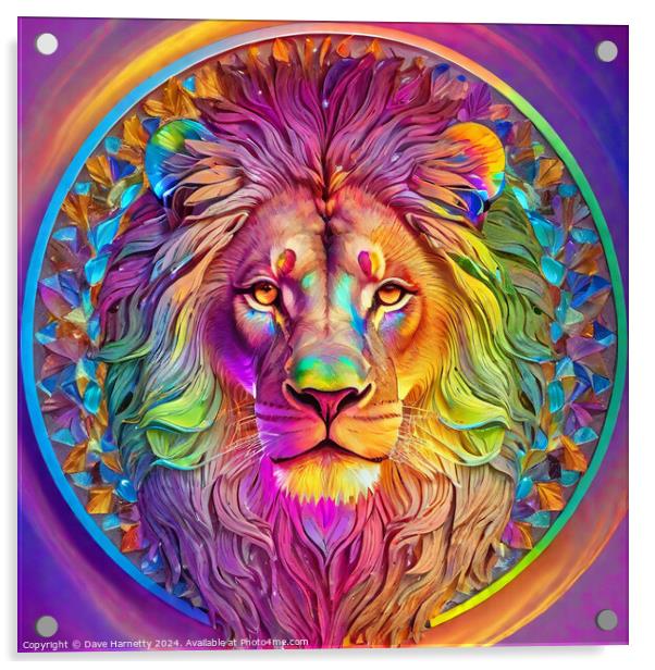 Lion Mandala Acrylic by Dave Harnetty