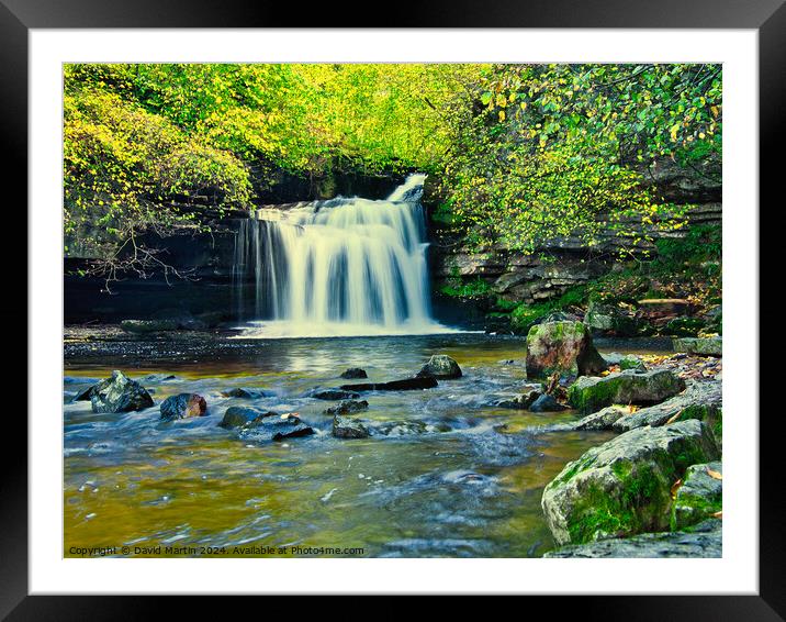 Bishopdale waterfall 1 Framed Mounted Print by David Martin